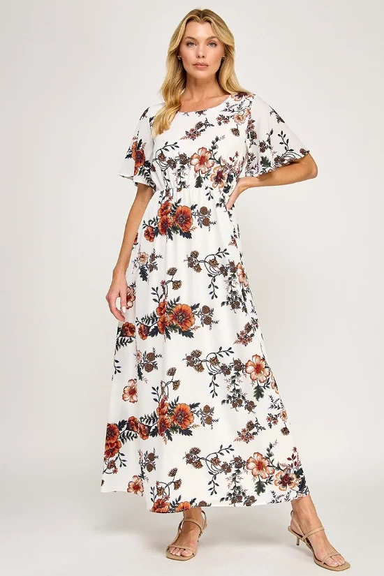 Picture of SILVER7008D-Maxi Floral Dress