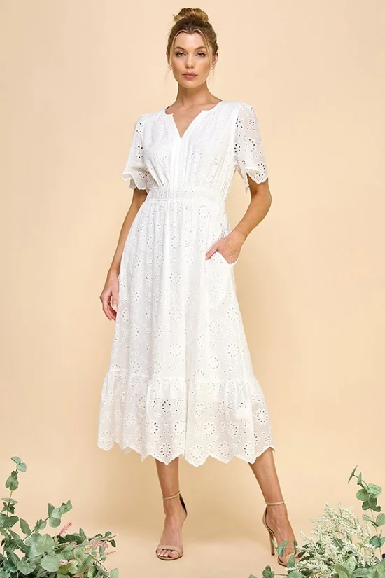 Picture of 008-T5079D - Preorder - Eyelet Romance Midi Dress