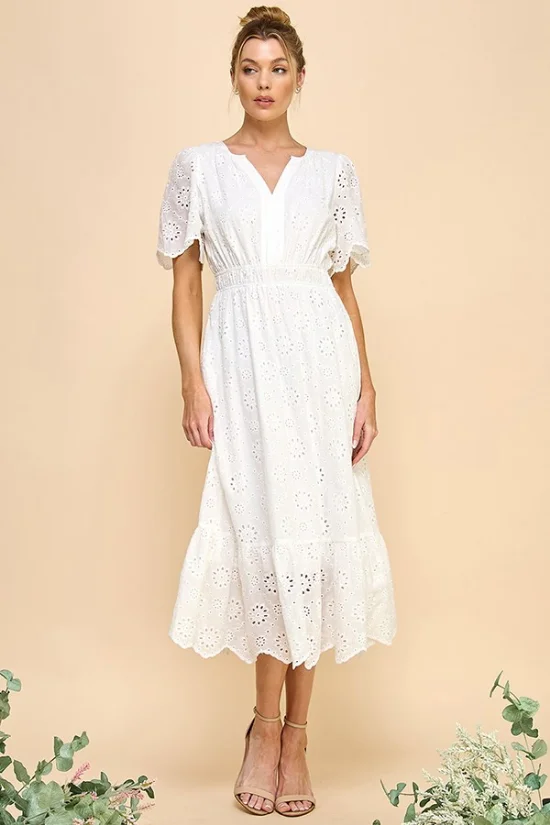 Picture of Ch008-T5079D - Eyelet Romance Midi Dress