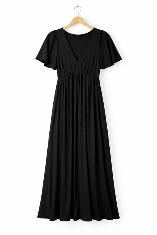 Picture of SILVER7027D-Classic Flowy V-Neck Maxi Dress