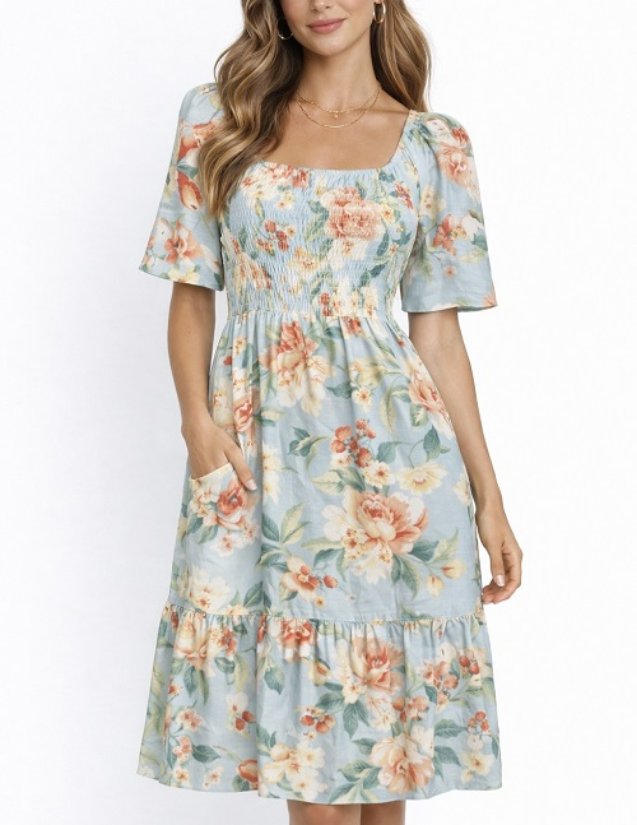 Picture of 020426D-Romantic floral midi dress
