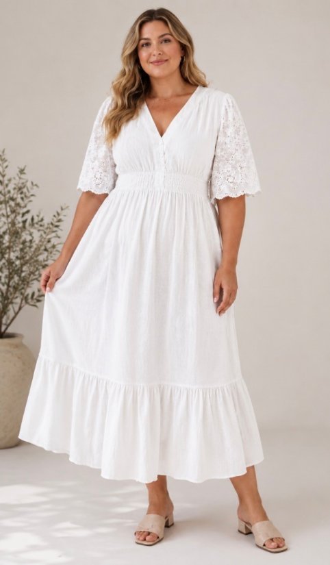 Picture of Chris008-T5079-Curvy-Eyelet Romance Midi Dress
