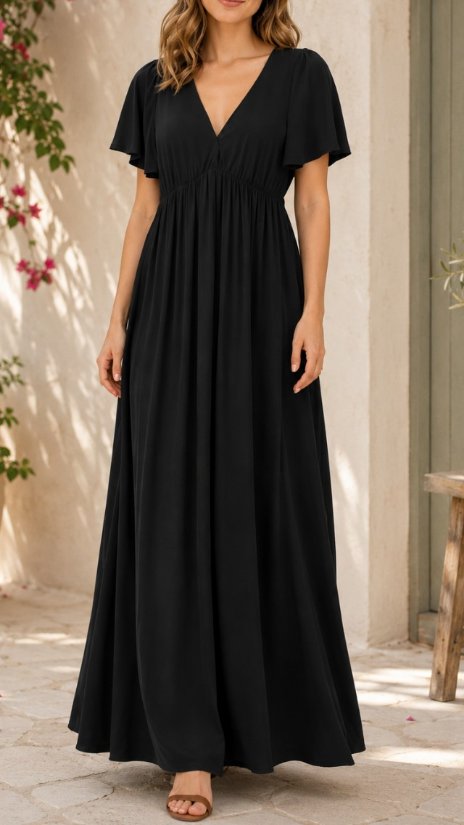 Picture of SILVER7027D-Classic Flowy V-Neck Maxi Dress