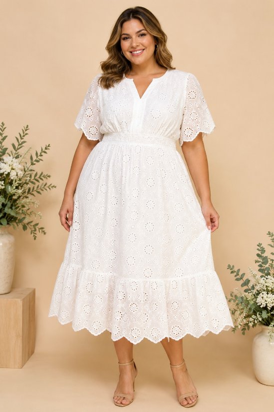 Picture of Chris008-T5079-Curvy-Eyelet Romance Midi Dress