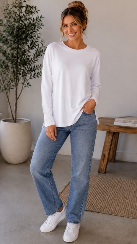 Picture of SILVER7012T-Cotton Spandex Long Sleeve Top
