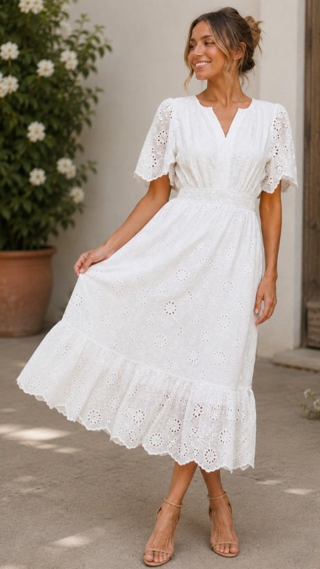 Picture of CHRIS008-Eyelet Romance Midi Dress