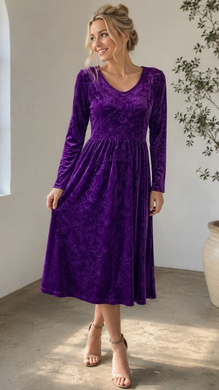 Picture of 61004D VELVET MIDI DRESS-PREORDER