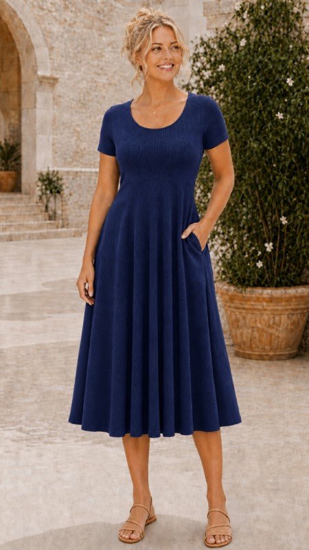 Picture of 061126D-MULTI RIB POCKET DRESS-PREORDER