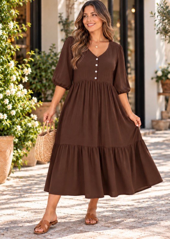 Picture of 20148926D SOLID TIER DRESS